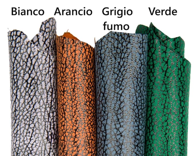 ELEPHANT printed leather skins, animal texture on SUEDE goatskins, metallic soft skins B18425-ST La Garzarara