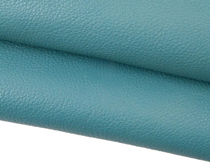 Grey blue GRAINY leather hide, GLOSSY soft calfskin, solid color thick cowhide, 2.0 - 2.1 mm B18476-TU La Garzarara