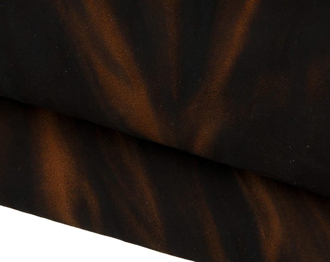 TYE DYE leather skin, black brown wrinkled suede goatskin, vintage soft hide B17416-VT La Garzarara