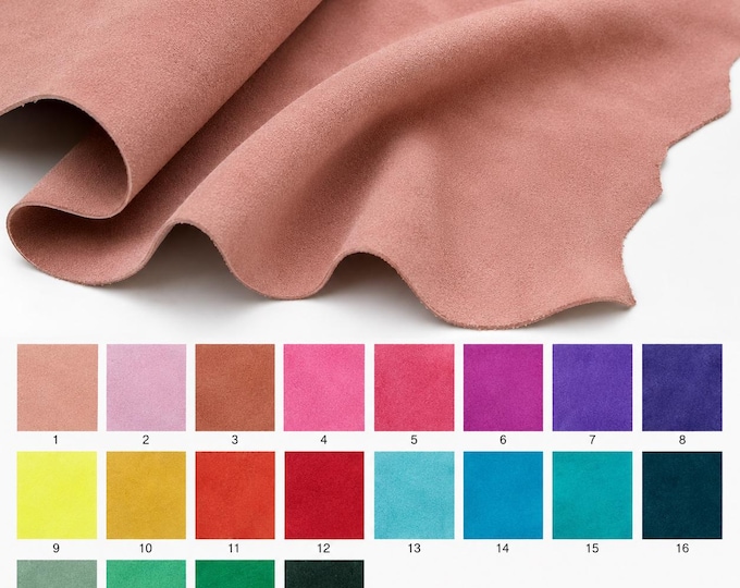 SUEDE leather assorted colors, soft velvety leather skin, suede hide solid bright colors choice leather for DIY projects  B19137-TU