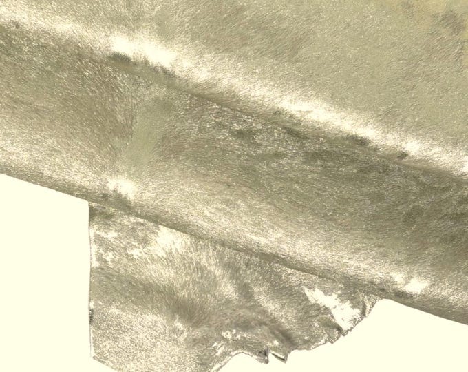 Platinum METALLIC hair on leather hide, distressed print o soft pony calfskin B16526-CV La Garzarara