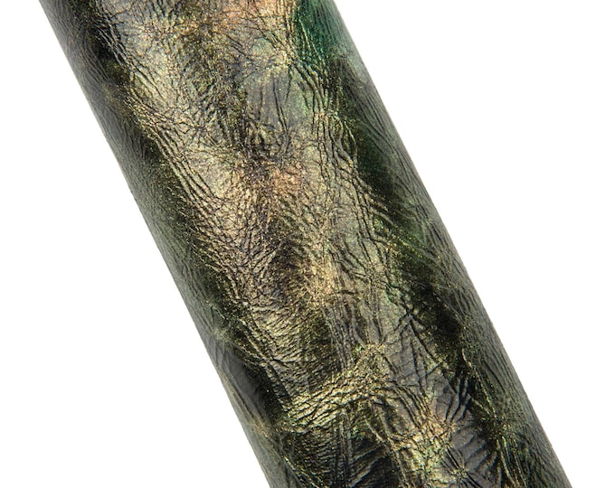 VINTAGE green, bronze, black, shiny goat leather with GLITTER, shades effect, soft leather for diy B18221-VT    La Garzarara