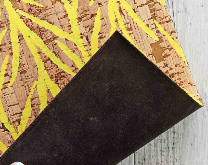 Printed Cork Leather Sheets | Precut Patterned Cork with Leather Backing | DIY Crafting & Jewelry Making 4x6" / 8x10" /12x12" B906 Garzarara