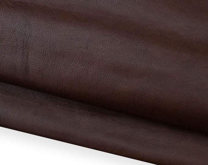 Brown VEGETABLE tan leather hide, sporty WRINKLED cowhide glossy soft genuine italian calfskin B18722-VT   La Garzarara