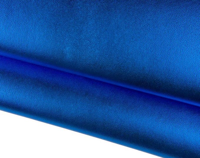 BLUETTE leather skin, smooth metallic goatskin, electric blue soft hide for hobbyists 0.7 - 0.9 mm B17314-MT La Garzarara