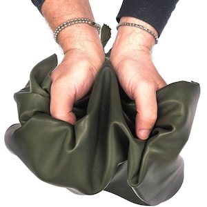 Pelle NAPPA verde militare, pellame agnello verdone, liscio e setoso, ideale per abbigliamento B17598-TU La Garzarara