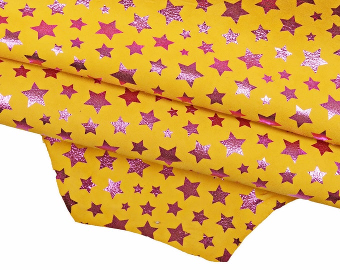 Star textured SUEDE skins, metallic printed leather skin, soft, 5 colors available B16170-MT(ST) La Garzarara
