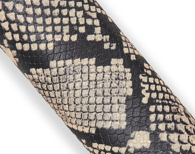 Python textured leather skin, grey black reptile printed goatskin, SNAKE pattern on soft semiglossy hide    B18125-ST La Garzarara