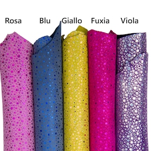 Pellame scamosciato IRIDESCENTE, pelle camoscio laminato stampato, capra metallizzata per hobbisti B17804-MT(st)   La Garzarara