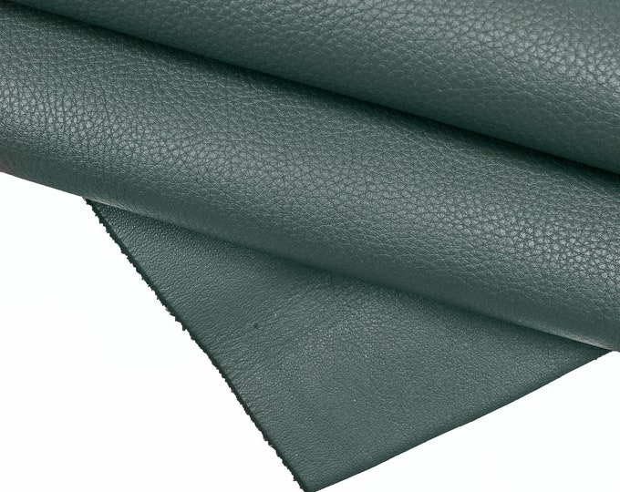 MALACHITE green CALF leather hide – soft sporty-grain semi-gloss cowhide skin for bags & crafts B14728-TU La Garzarara