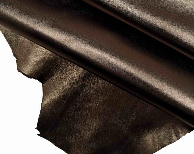 GUNMETAL leather skin, smooth SPARKLE goatskin, soft grey metallic hide, 0.9 -1.0 mm for crafting and diy projects B17856-MT La Garzarara