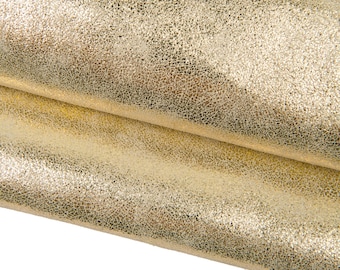 Goudkleurig gelamineerd leer, metallic suède kalfsleer, leer met een lichtgevend kleurschakeringeffect voor doe-het-zelfprojecten B18049-MT(st) La Garzarara