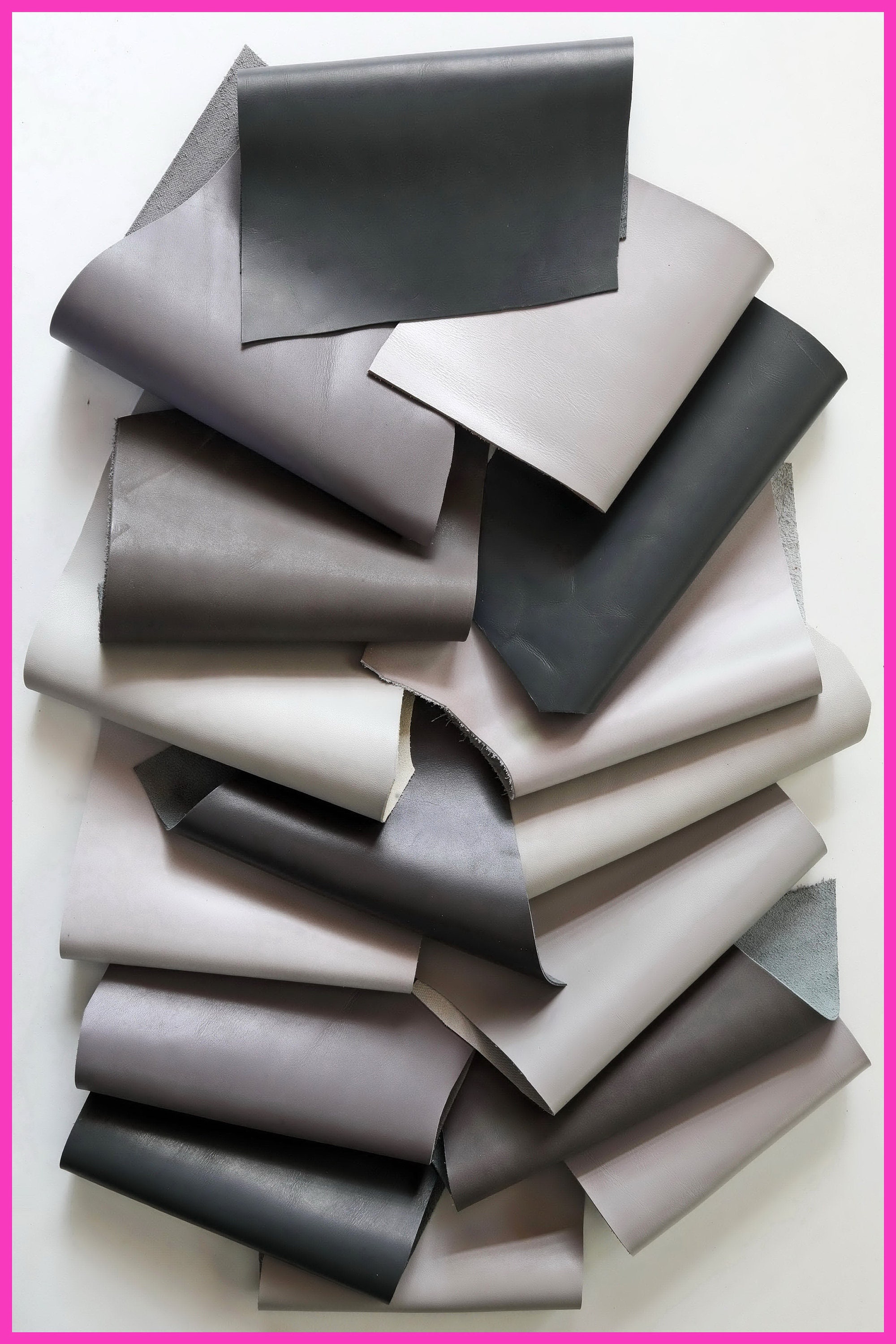Smooth Cow Leather Scrap Pack Solid Grey Shades Mixed Softness and Finishes Random Selection 1.0 to 1.3 mm 2-3 oz 1 lbs - 2 lbs B119