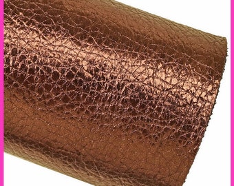 BROWN metallic leather hide, soft pebble grain printed calfskin, metal cowhide 1.0-1.2 mm B16336-MT La Garzarara