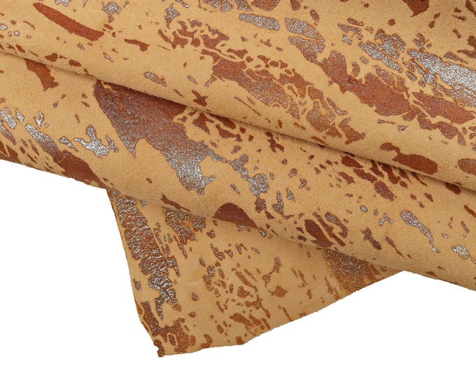 Printed SUEDE goatskin, gliitered spalsh print on leather skin, soft hide with abstract print B15844-MT(ST) La Garzarara