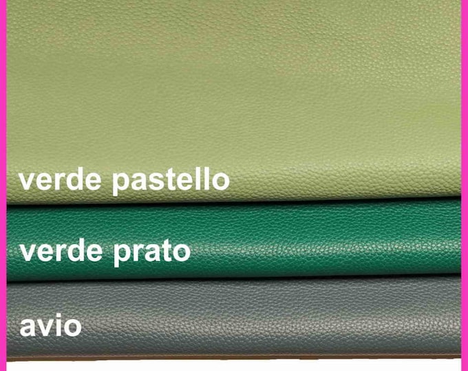 Pebbled leather, Avio light blue, green GRAINY cow hide, soft thick grain embossed calfskin B14200-TU La Garzarara