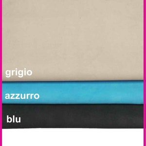 Pellami CAMOSCIO GRIGIO, azzurro, blu, pellame di capra scamosciato, morbido e setoso, pelle sottile B13994-TU La Garzarara