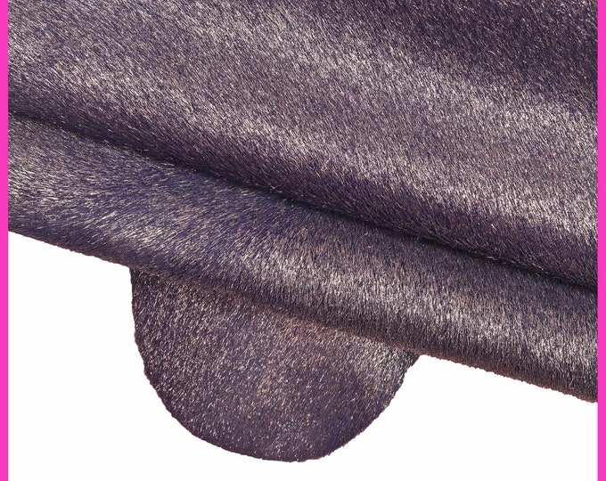 PURPLE metallic hair on leather hide, soft pony calfskin with silver foil B15636-CV La Garzarara