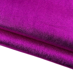 Pelle LAMINATA fucsia, vitello metallizzato rosa acceso, pellame luminoso morbido stropicciato B17313-MT La Garzarara