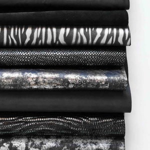 BLACK and GREY Offcuts, fancy textures, softness various, italian leather scraps, renmants skins  1 lbs - 1,7 lbs - 2 lbs - 4 lbs  B087/B