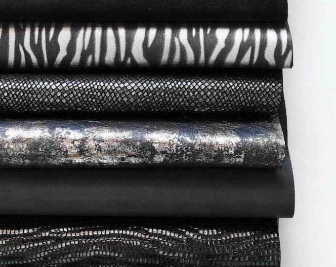 BLACK and GREY Offcuts, fancy textures, softness various, italian leather scraps, renmants skins  1 lbs - 1,7 lbs - 2 lbs - 4 lbs  B087/B