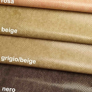 Antiqued embossed Python Snake leather hides,  beige pink black marbled reptile goatskin skins  B13379-ST La Garzarara