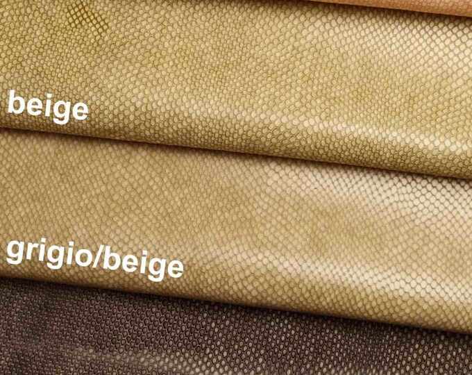 Antiqued embossed Python Snake leather hides,  beige pink black marbled reptile goatskin skins  B13379-ST La Garzarara