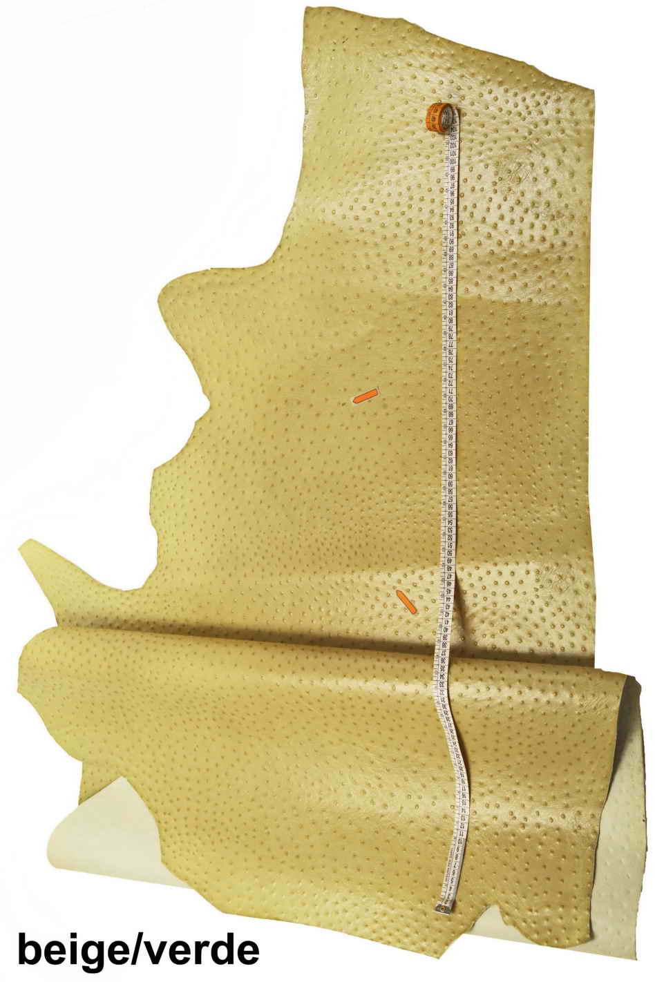 Genuine leather hide calfskin cowhide ostrich embossed cream/beige/light  blue italian skin for crafting