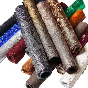 10 Ritagli di pelle stampa CHARRO, selezione casuale di scampoli in diversi colori laminati e non 25x20 cm  RT304  La Garzarara