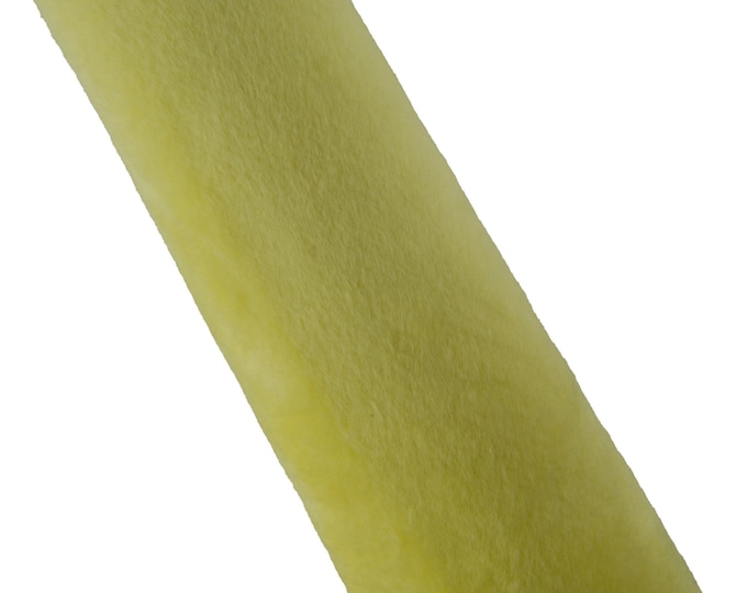 Yellow hair on sheepskin lambskin, SHEARLING fur hairy sheep, soft leather, streight hair, back matched to a white cotton fabric B19370-MNT