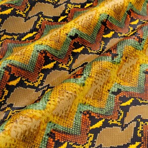 Multicolor PYTHON printed leather hide, reptile textured calfskin, snake pattern on glossy soft hide for DIY B18994-ST La Garzarara image 5