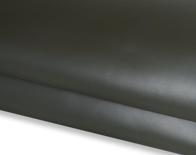 Military green SMOOTH leather hide, full grain glossy cowhide, genuine italian calfskin medium softness B17236-TU La Garzarara