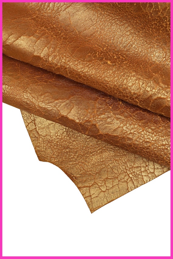 Veg tanned Calf leather hide - italian - croc embossed - multiple