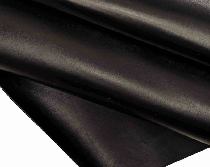 Black Smooth Calf Leather Hide, 0.9 -1.1 mm, Soft & Glossy Finish, Ideal for High-End Crafts B16203-TB La Garzarara