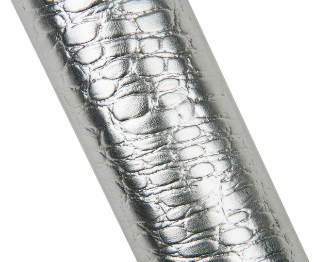 SILVER CROCODILE leather hide, embossed metallic cowhide, bright calfskin for crafters B17973-MT(st) La Garzarara