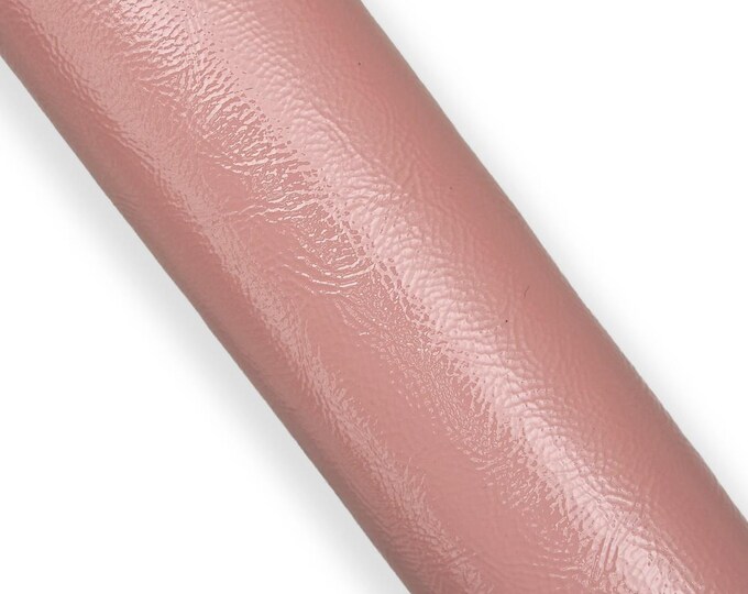 Pink NAPLACK leather hide, wrinkled glossy PATENT cowhide, soft calfskin for crafting, 1.1 - 1.2 mm B18090-TU La Garzarara