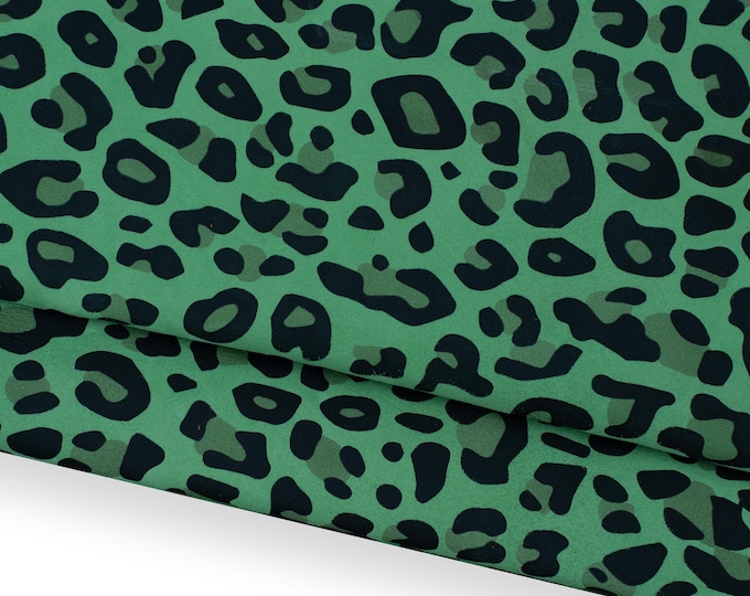 Colorful LEOPARD leather skin, animal print SUEDE goatskin, multicolor cheetah pattern on red - pink - green soft skin B18684-ST LaGarzarara