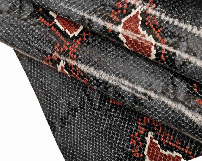 PYTHON textured LEATHER hides, multicolor snake skin, printed cow reptile  B13454-ST La Garzarara