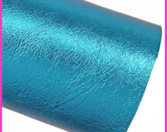 BLUETTE metallic leather skin, electric blue wrinkled goatskin, glossy soft hide B16040-MT La Garzarara