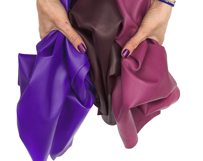 Purple smooth leather skin, super soft lambskin NAPPA, sheepskin for GARMENTS and diy projects B7600-TU   La Garzarara