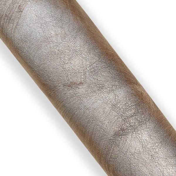 Couro laminado aço bronze vintage, couro metálico com efeito ENVELHECIDO, couro de bezerro com estampa de pincelada B18107-VT La Garzarara