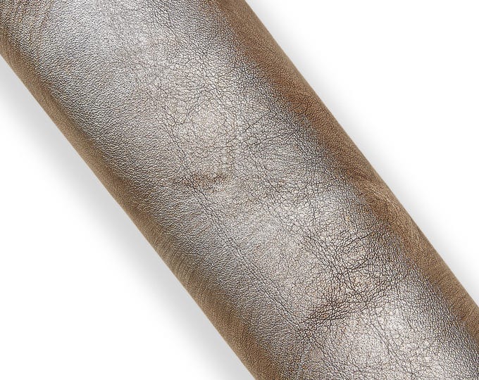 Steel metal bronze vintage leather hide, METALLIC AGED wrinkled cowhide stroke print on soft calfskin B18107-VT La Garzarara