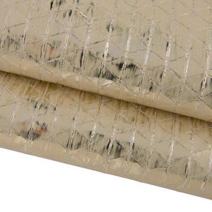 Pelle laminata platino, capra metallizzata stampa GEOMETRICA, pellame morbido effetto SBIANCATO B17359-MT(st) La Garzarara