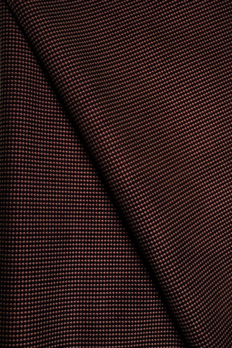 A5354-ST La Garzarara black suede hides with a pearly rust red laminated pied de poule print Italian leather soft and lightweight skin