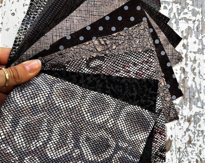 10 selected leather scraps, BROWN mix metallic textured selection of leather remnants as per pictures  RT46/B   La Garzarara