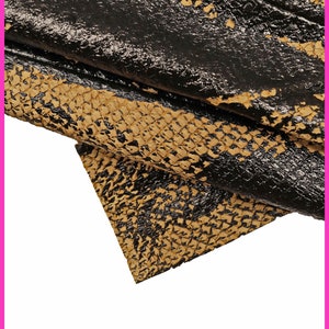PEAU DE SAUMON effet teinté ARTISTIC beige noir, peau de saumon avec imprimé abstrait brillant, rigide B14737-DM La Garzarara
