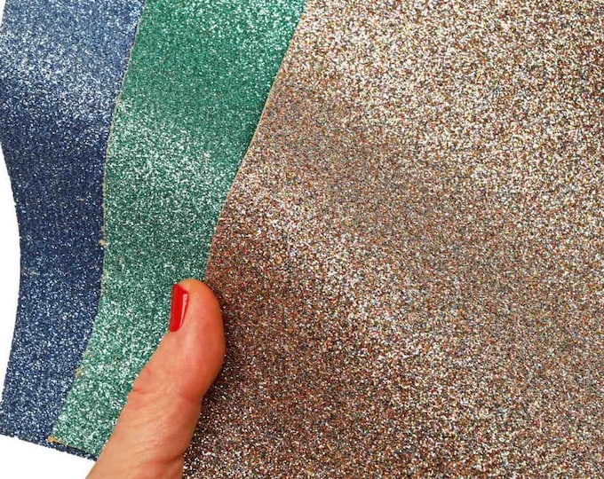 Selected leather pieces, GLITTER sparkles bright colors, selection of leather remnants as per pictures  12x12" / 10x8" RT88   La Garzarara