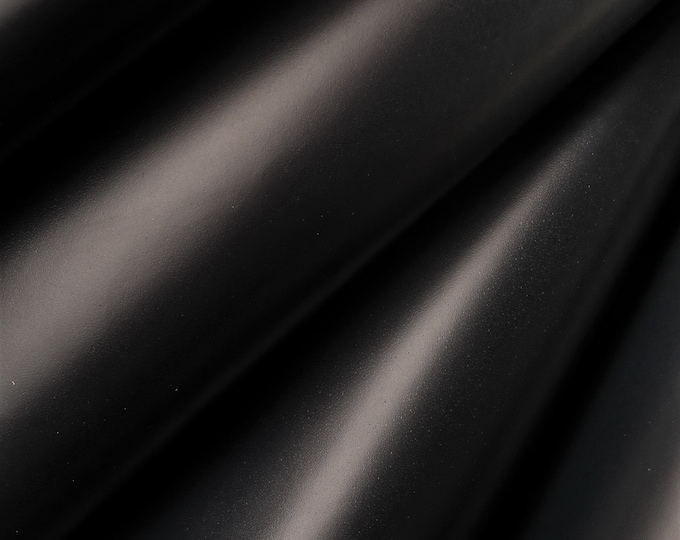 Night blue BRUSH OFF leather hide, semi glossy smooth calfskin, solid color stiff cowhide for crafting   B18695-TU La Garzarara