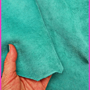 High quality turquoise SUEDE velour leather skin – aquamarine soft COWHIDE calfskin B15543-TU La Garzarara