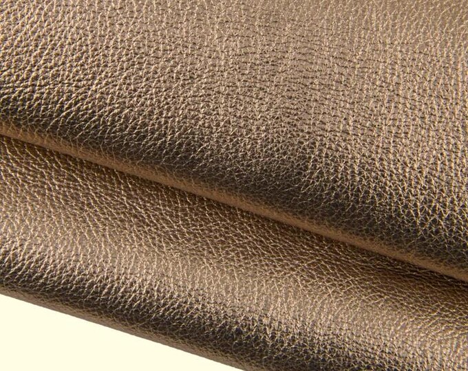 Light GOLD leather hide, champagne metallic pebble grain printed goatskin, soft grainy hide B17310-MT La Garzarara